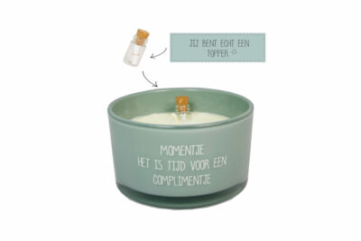 My Flame – Flessenpostkaars – Momentje, Het Is Tijd Voor Een Complimentje – Geur: Minty Bamboo